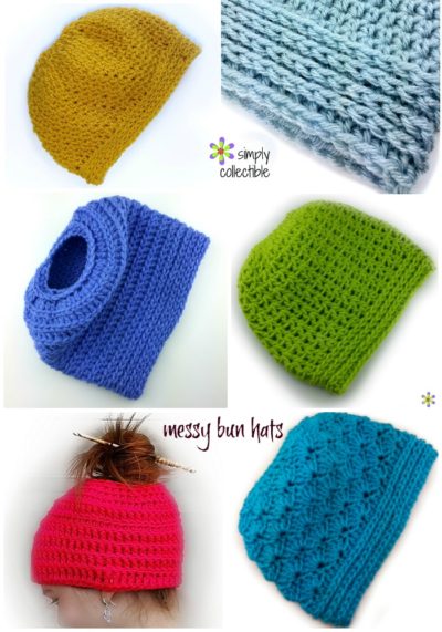 Messy Bun Hat crochet patterns | SimplyCollectibleCrochet.com
