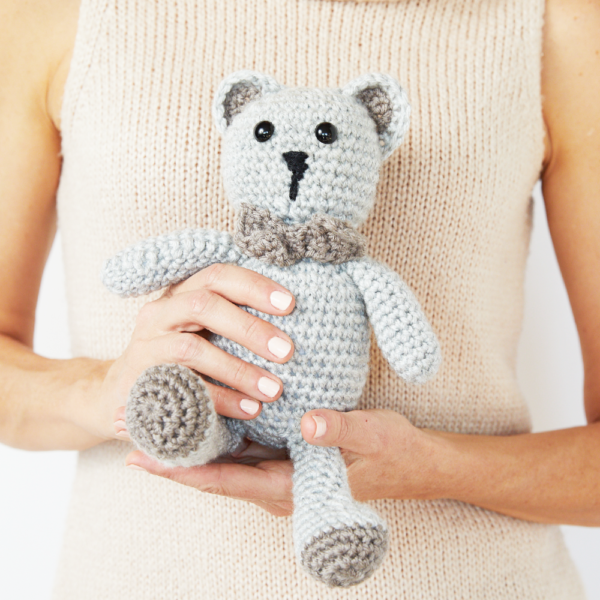 The Bow Tie Teddy is the perfect gift for the little ones in your life who need another guest for their tea parties. #crochettoy #crochetteddy #amigurumi #crochetpattern #crochetlove