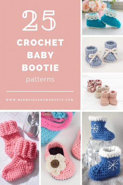 25 Crochet Baby Bootie Patterns • Mermaids & Monkeys