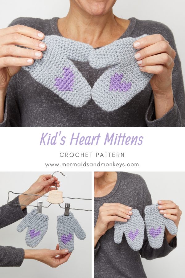 This crochet mittens pattern is small and easy to follow. This is one of the most simple crochet patterns for graphing that you’ll find. #CrochetMittens #CrochetGloves CrochetForKids #CrochetPattern