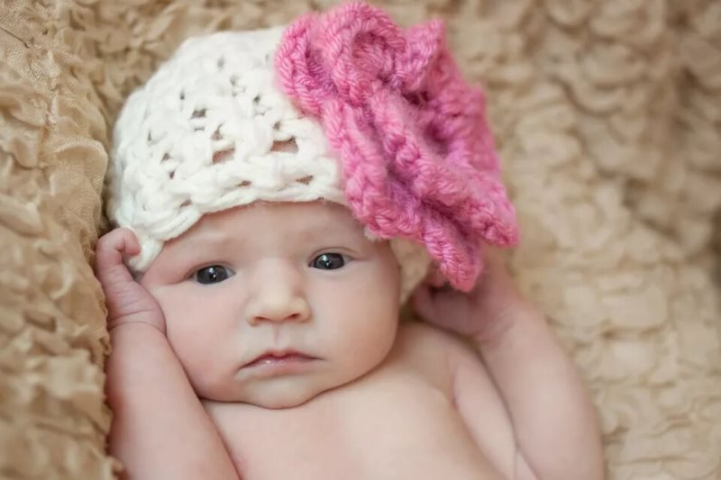 V-Stitch Hat - These free newborn crochet hat patterns are fun and easy to work on. These baby accessories are so fast to make and anyone can do it. #CrochetBabyHatPatterns #CrochetHatPatterns #CrochetNewbornHats