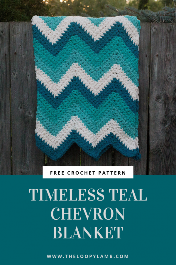 Timeless Teal Chevron Crochet Blanket