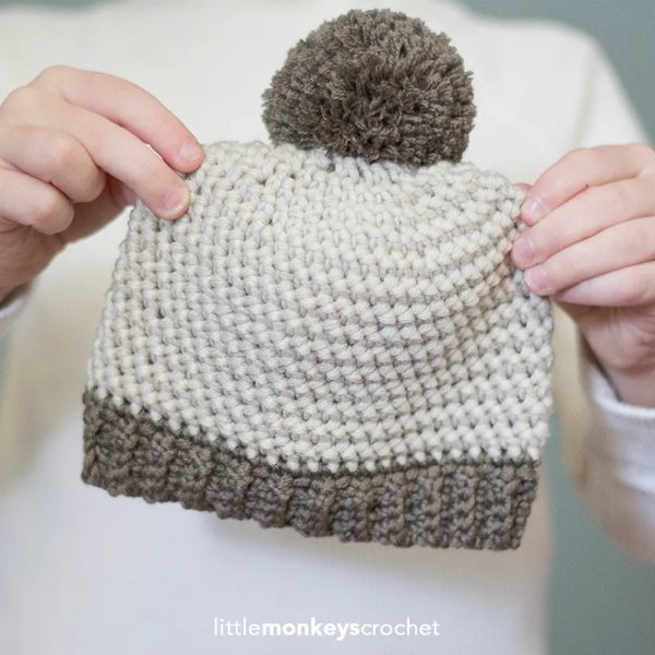 a baby hat made with Herringbone Half Double Crochet Stitch