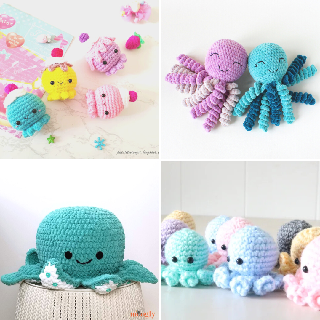 Crochet Pattern, Reversible Octopus Plush, Double Sided Crochet Toy NO  STUFFING NEEDED 