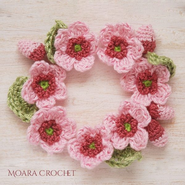 circular cherry blossom flower crochet