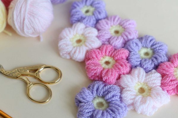 crochet puff flowers