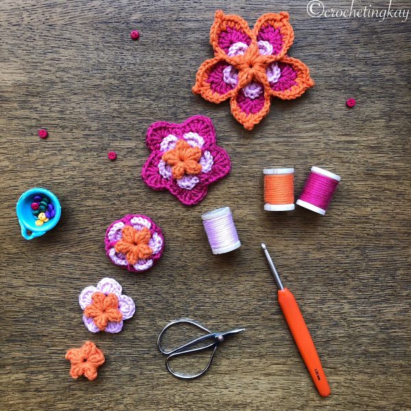 5 different kinds and sizes of flowers