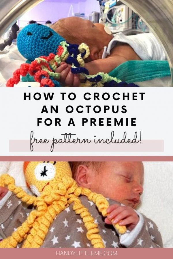 baby holding an octopus amigurumi