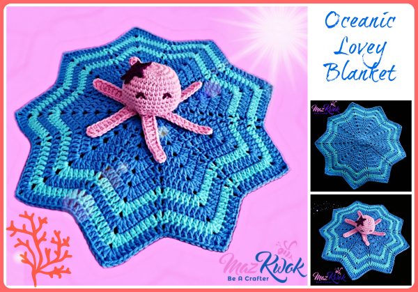 ocean lovey blanket with octopus amigurumi crochet