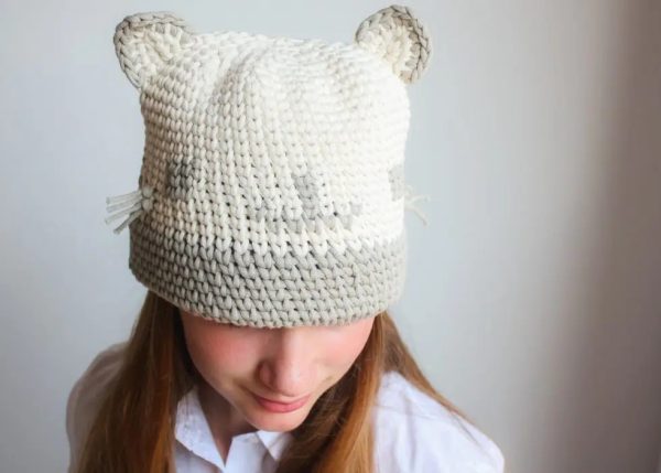 Kitty Cat Face Crochet Hat 